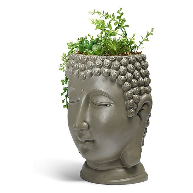T&ecirc;te Bouddha XXL avec plante artificelle