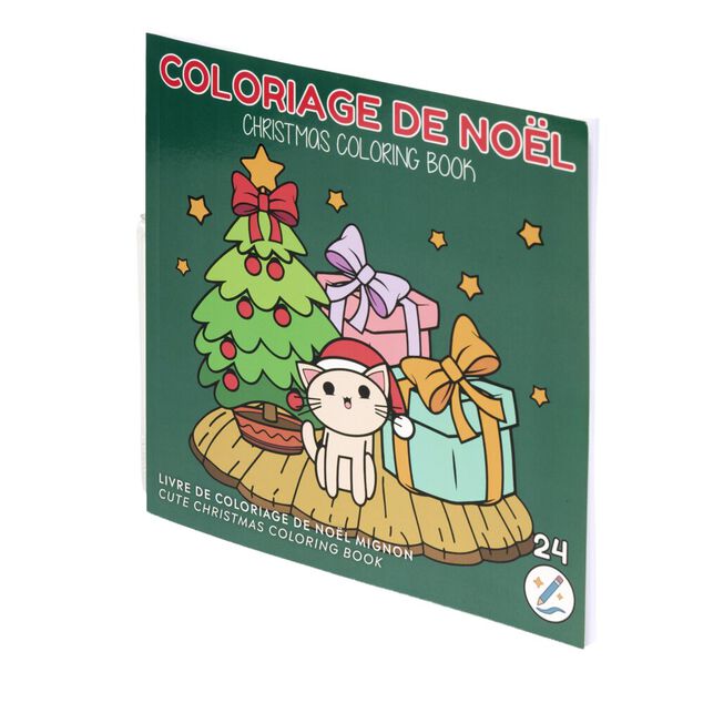 Cahier de coloriage papier 24 pages No&euml;l L20X20 cm vert