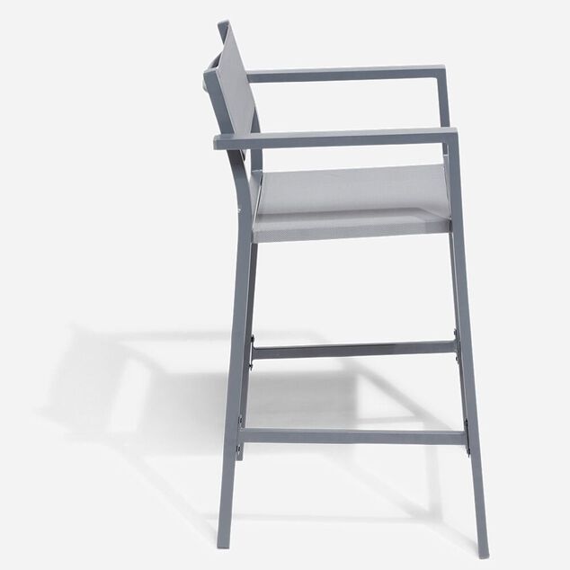 Chaise haute Oslow aluminium et textil&egrave;ne 55x53xH.96,5 cm