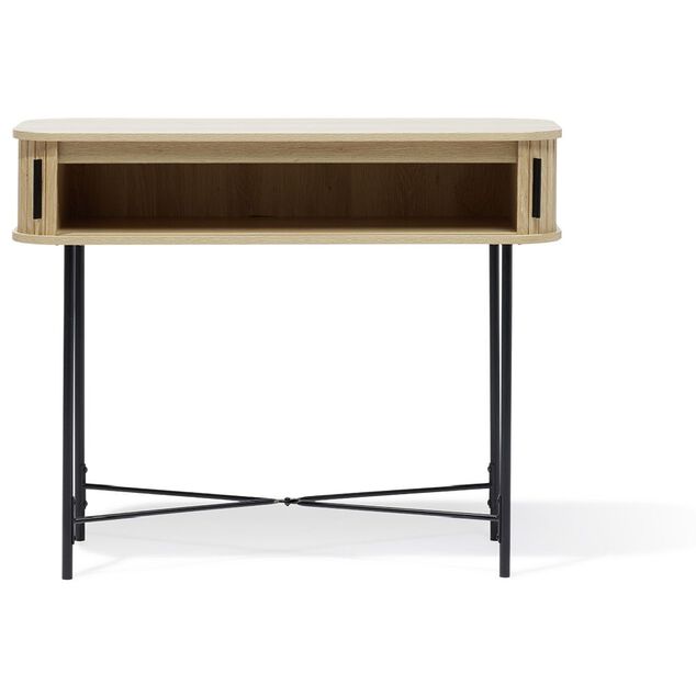 Console Gr&egrave;ge bois naturel et noir - L100xP35xH80 cm