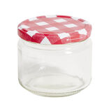 Lot de 4 pots &agrave; confiture acier et verre &Oslash;7,5xH8,7cm