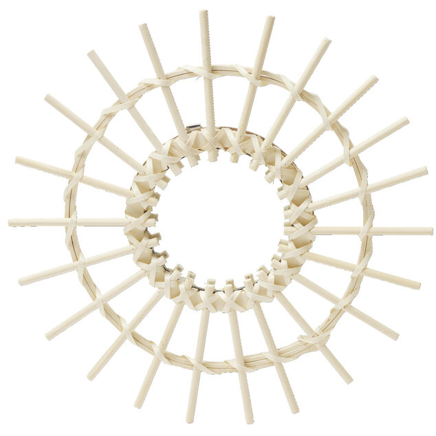 Miroir mural soleil rotin beige Ø28cm