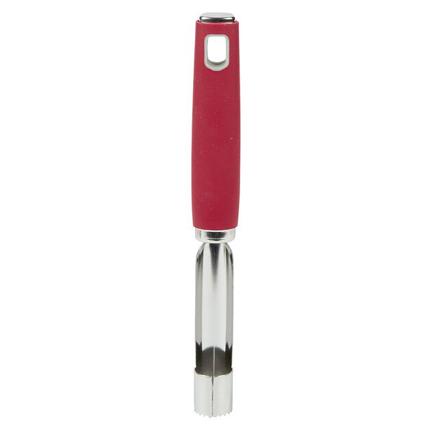 Vide pomme inox avec manche en polypropyl&egrave;ne rouge