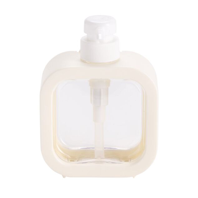 Distributeur &agrave; savon plastique centre transparent contour uni 11x5xH15cm (2 mod&egrave;les)