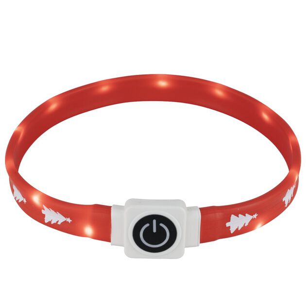 Collier pour chien ajustable avec LED plastique Ø65XH2,5 cm rouge