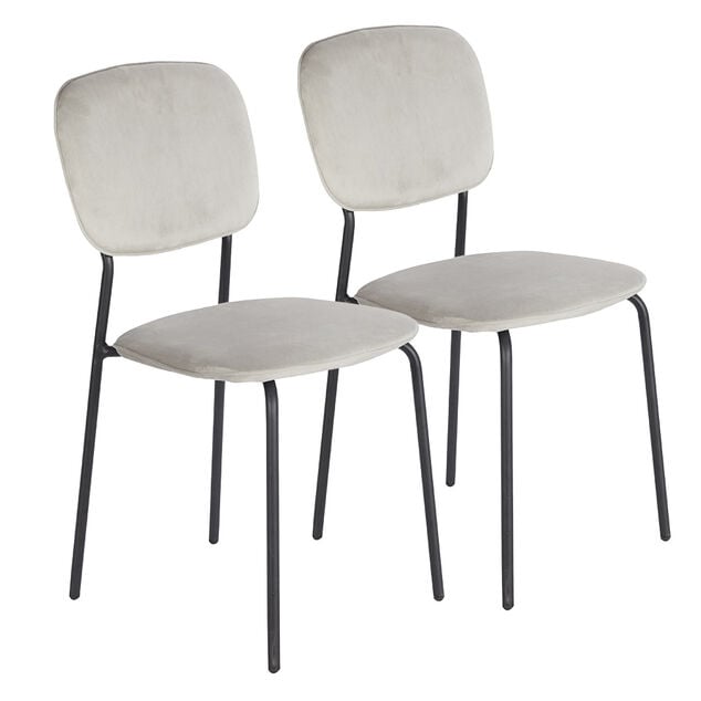 Chaise velours Morgane gris 49x45xH86cm x2