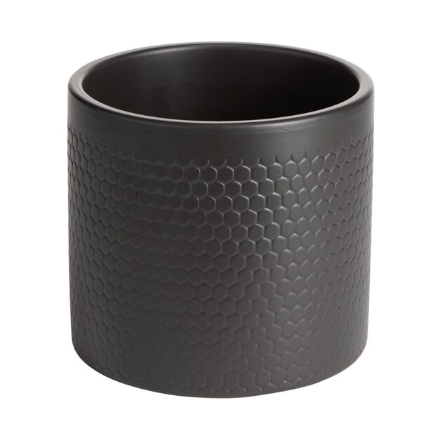 Pot de fleur noir mat motif nid d'abeille 1,29 L &Oslash;13,5x12,3 cm - Capri