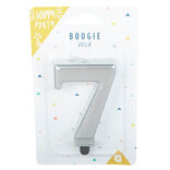 Bougie anniversaire chiffre 7 mat argent&eacute;