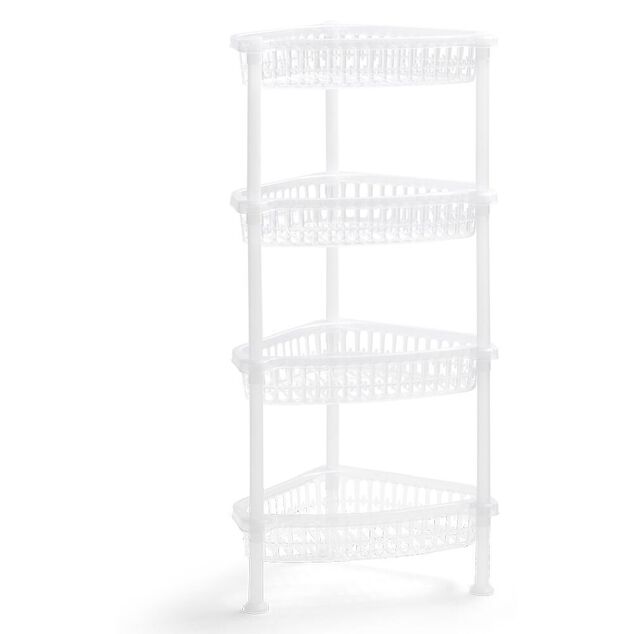 Desserte d'angle 4 niveaux plastique transparent 38x33xH82cm