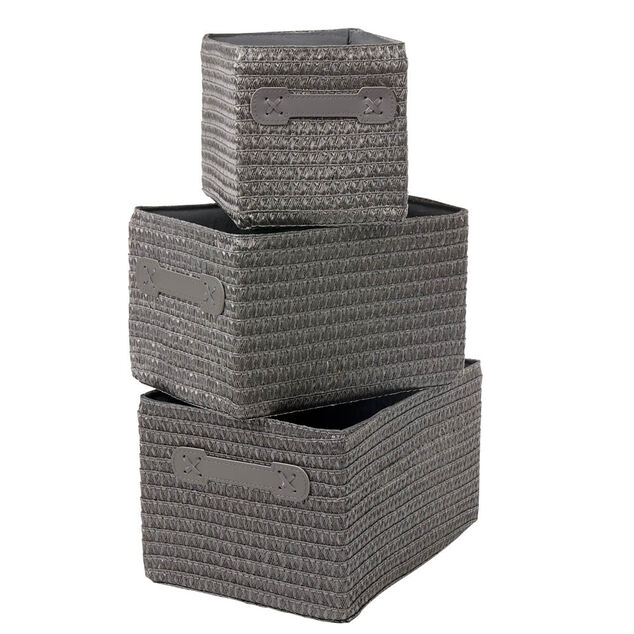 Pani&egrave;re de rangement grise effet tress&eacute; x3