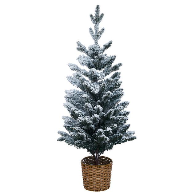 Sapin artificiel enneigé pot tressé 258 branches Ø56xH100cm