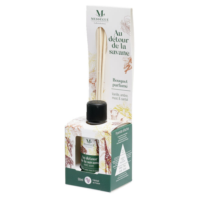 Diffuseur à bâtons Mességué bouquet parfumé vanille ambre musc santal 50ml