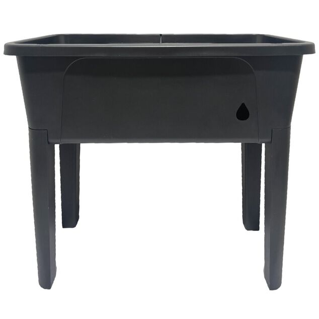 Jardini&egrave;re haute sur pieds 45L plastique gris anthracite 76x38xH58,4cm