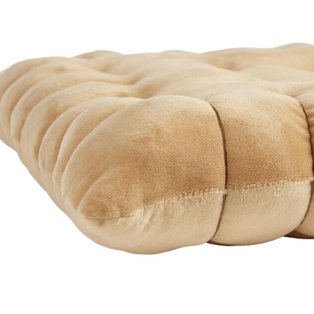 Coussin carr&eacute; forme biscuit au beurre marron 40x40cm