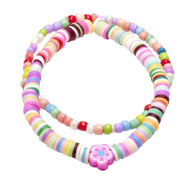Bracelet heishi x2 avec perles Fimo