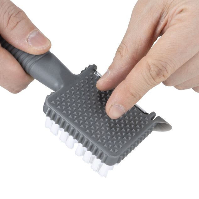 Brosse multifonction ustensile cuisine 5en1 acier et plastique gris L18,5cm
