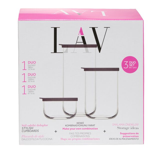 Bo&icirc;te alimentaire x3 verre rond aevc couvercle plastique 0,38/1/1,4L