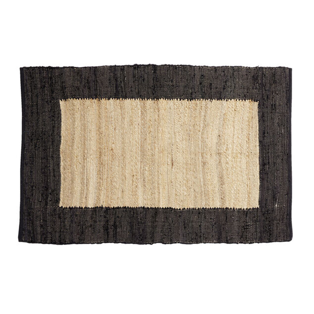 Tapis effet jute bord coton beige 100x150cm