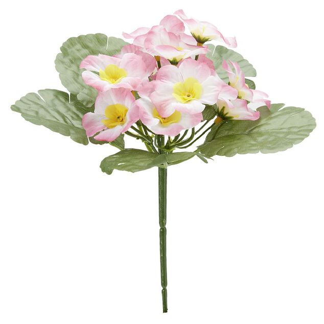 Piquet primev&egrave;res artificielles 15 t&ecirc;tes H9 cm rose