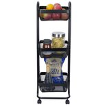 Desserte en m&eacute;tal noir 3 niveaux - L.34xl.27,3xH.78,5cm