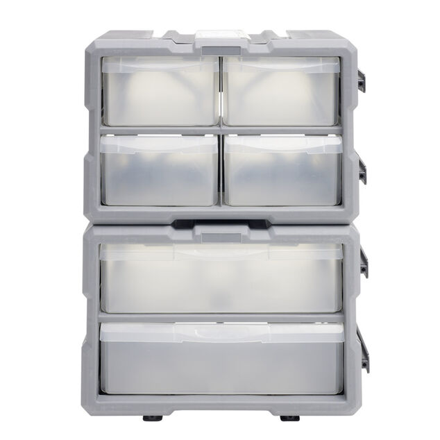Boîte de rangement bricolage modulable plastique gris 4 casiers 28x17xH16cm
