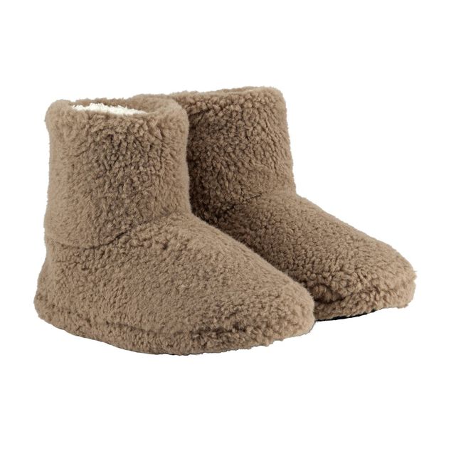 Chaussons bottes bouclette polyester marron 40/41