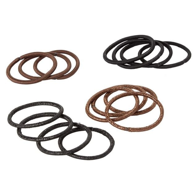 &Eacute;lastique sans m&eacute;tal noir marron fil brillant x15