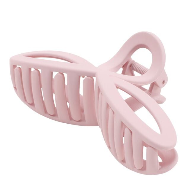 Pince cheveux plastique forme ruban rose L10cm