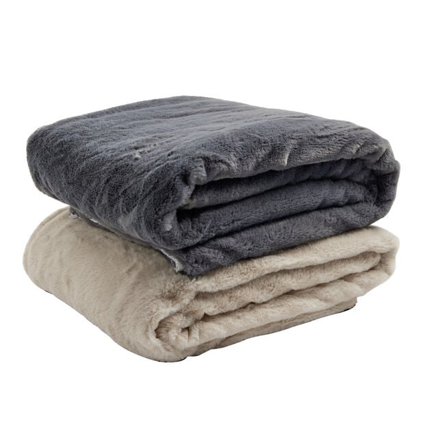 Plaid sherpa pilou pilou gris L130x160cm