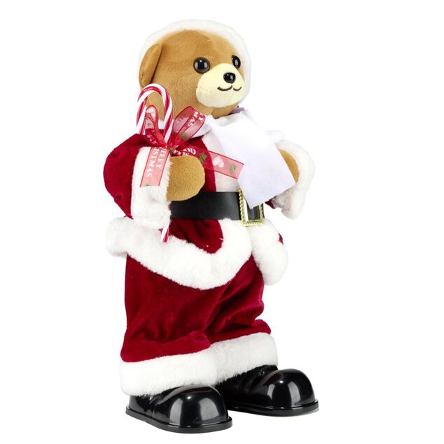 Ours debout P&egrave;re No&euml;l anim&eacute; et musical H31cm