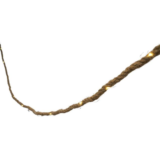 Guirlande solaire en jute 60 LED blanc chaud 5,6m