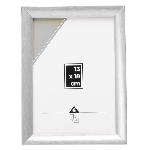 Cadre photo plastique argent&eacute; 16x21cm pour photo 13x18cm