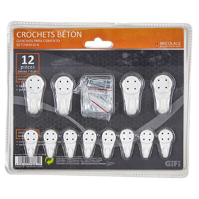 Crochet m&eacute;tallique sp&eacute;cial b&eacute;ton, pointe courte