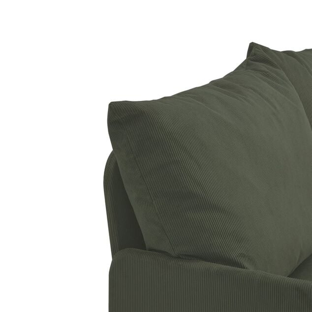 Canap&eacute; Haly 2 places tissu vert kaki 144xH96x76.5cm