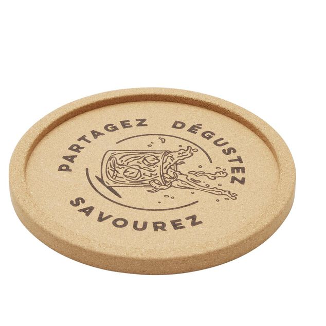 Plateau apéritif rond en liège Ø30xH1,5cm (2 modèles)