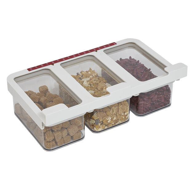 Bo&icirc;te alimentaire 3en1 &agrave; fixer sur &eacute;tag&egrave;re L33x19xH11cm