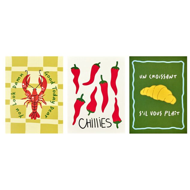 Affiche d&eacute;co x3 papier th&egrave;me cuisine 30x40cm (4 mod&egrave;les)