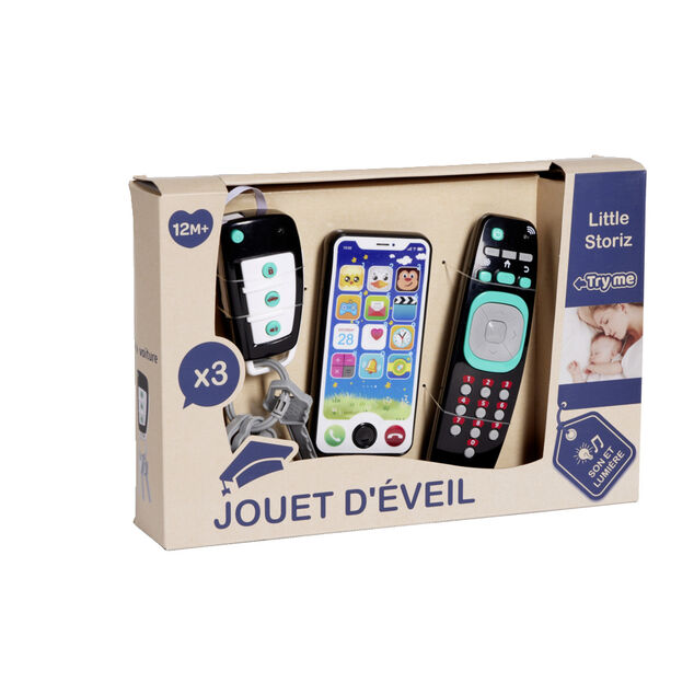 Jouet d'&eacute;veil &eacute;lectronique 3 pi&egrave;ces t&eacute;l&eacute;phone/t&eacute;l&eacute;commande/cl&eacute; de voiture
