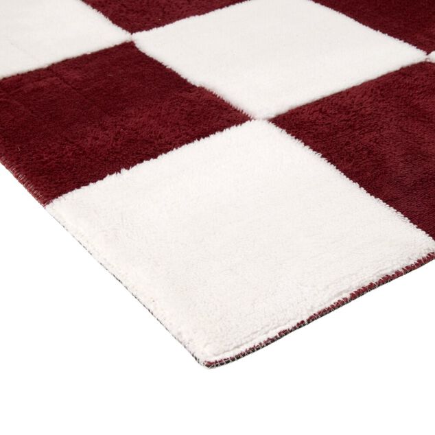 Tapis rectangulaire damier polyester 57x95cm (2 mod&egrave;les rouge ou beige)