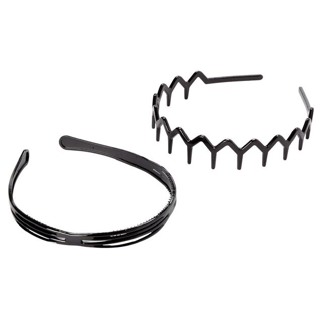 Serre t&ecirc;te en plastique noir brillant x2