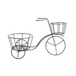 Porte plante en m&eacute;tal noir forme v&eacute;lo tricycle 44x20xH28cm