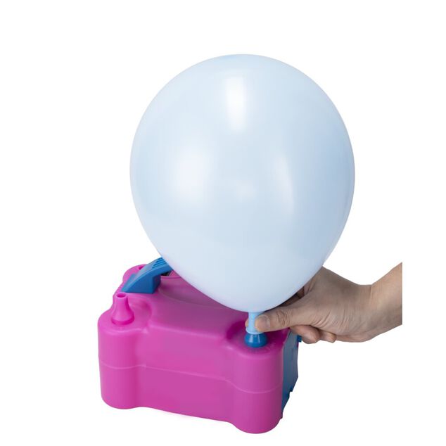 Gonfleur &agrave; ballon &eacute;lectrique 2 buses  rose et bleu 13x10xH10cm