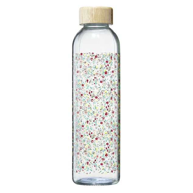 Bouteille en verre 730 ml motif floral multicolore