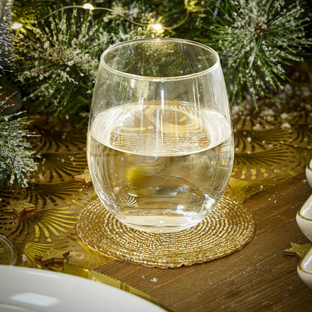 Dessous de verre x4 perle dor&eacute; &Oslash;10cm