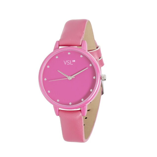 Montre femme bracelet simili cadran rond rose bonbon