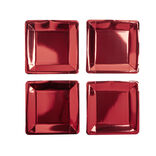 Plateau de pr&eacute;sentation carr&eacute; x4 en carton m&eacute;tallis&eacute; rouge 23x23cm