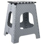 Tabouret marche pied pliant noir et gris H44 cm