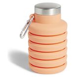 Gourde pliable silicone corail avec mousqueton