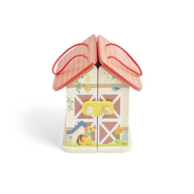 Ferme ou h&ocirc;pital ou caserne de pompiers pliable en bois 20,5x17,5xH19cm