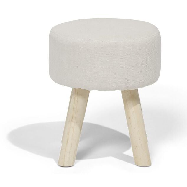 Pouf Ga&euml;lle polyester beige &Oslash;32xH38cm